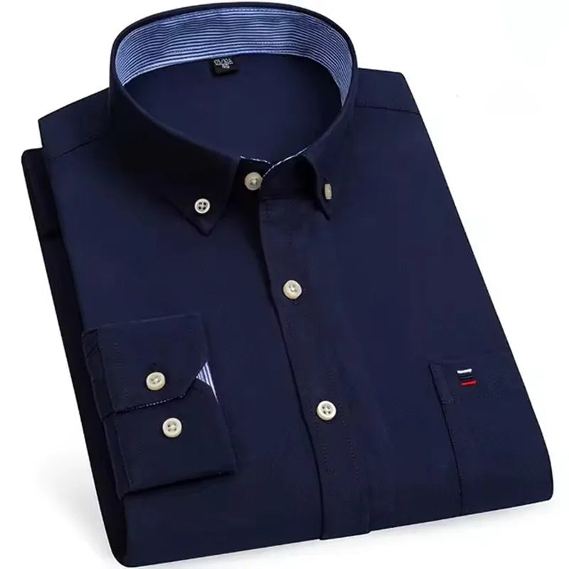 Camicie Da Uomo In Cotone Oxford A Quadri Bamboople Tasca Singola Maniche Lunghe Abbottonata Vestibilità Standard 6XL 7XL