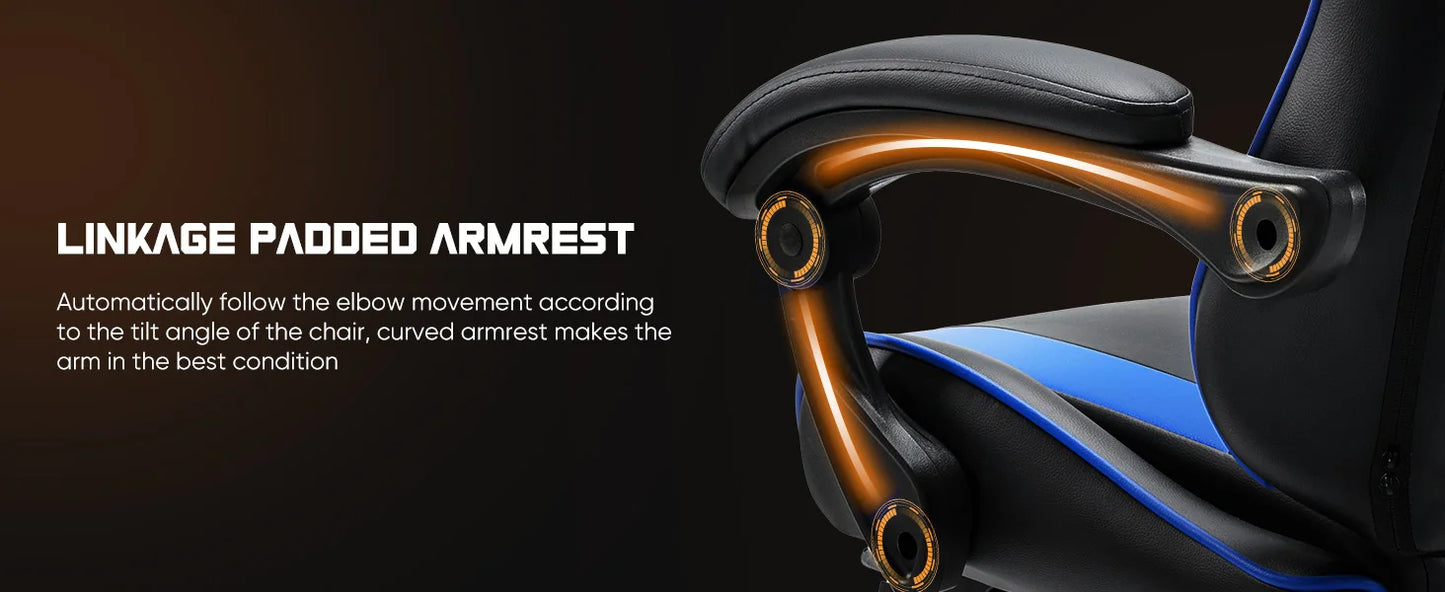 JHK Sedia Da Gioco Ergonomica Da Corsa Girevole Regolabile In Pelle PU Con Poggiatesta E Supporto Lombare Per Ufficio