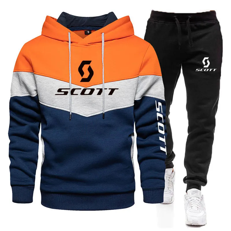 Tuta Da Uomo In Due Pezzi Autunno Felpa Con Cappuccio E Pantaloni Set Sportivo Casual Per Ciclismo