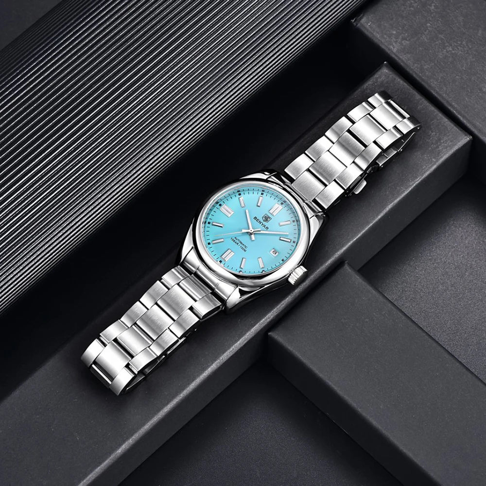 Orologio Automatico Meccanico Lusso da Uomo con Calendario Impermeabile 100m Acciaio Inossidabile Luminoso