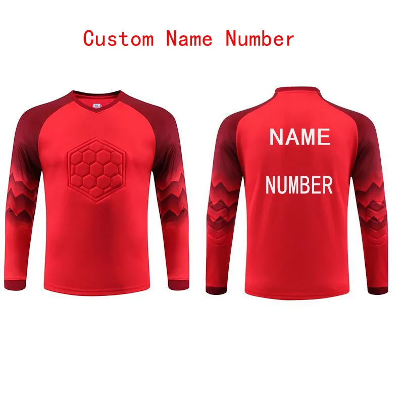 2023 uomo bambino portiere di calcio uniforme spugna protettiva manica lunga allenamento di calcio portiere top maglia da calcio pantaloni personalizzati