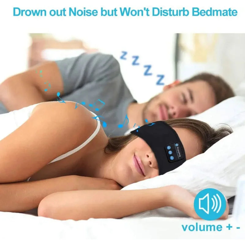 Maschera Per Il Sonno Con Cuffie Bluetooth Wireless Fascia Per Capelli Morbida Elastica Comoda Per Dormire Sul Fianco