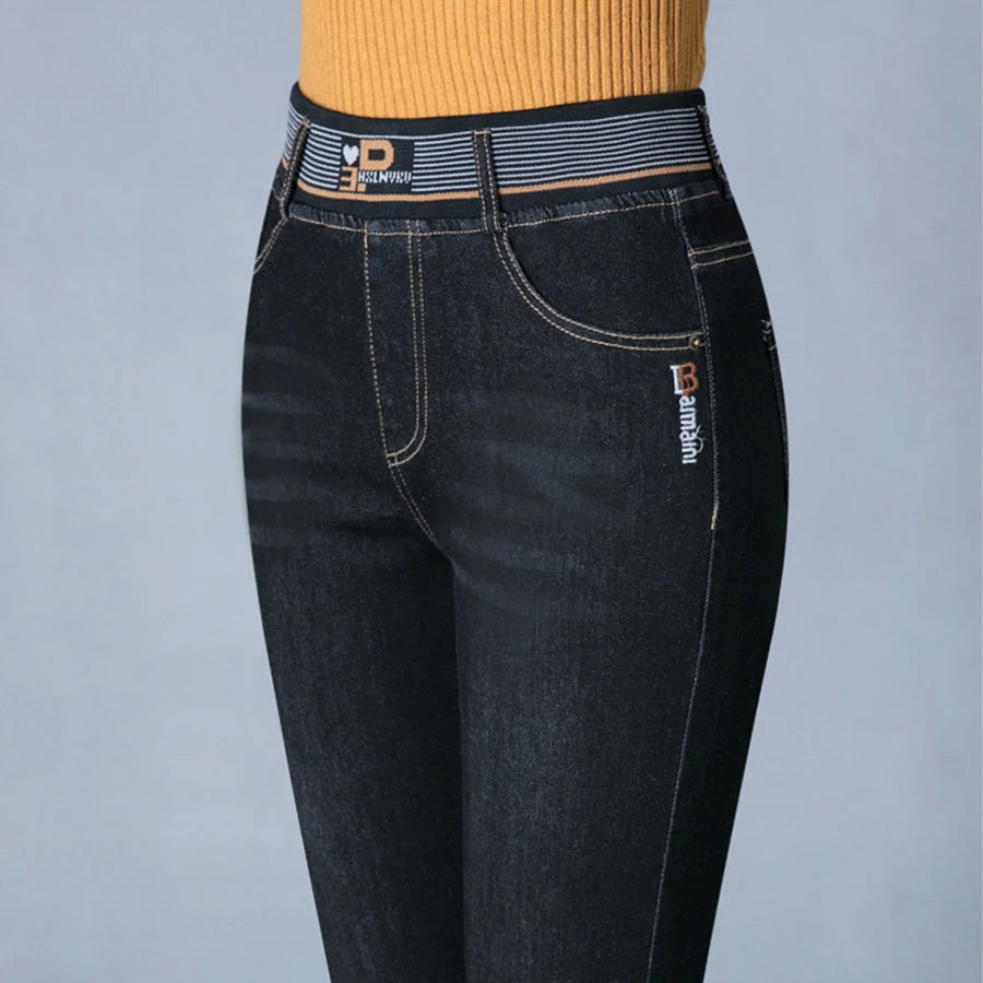 Jeans Da Donna Vita Alta Elastico Skinny Denim Retro Stretch Taglia 36 In Stile Coreano Elegante