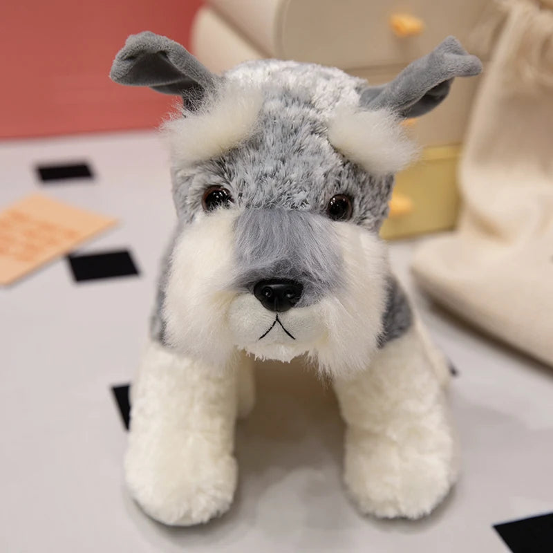 Peluche Schnauzer Cane Morbido 22 30 40 Cm Imbottito Tenero Per Bambini Regalo Natale