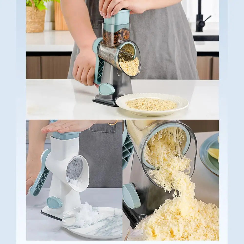 Affettatrice Manuale Grattugia Rotante per Formaggio Aglio Cetrioli Patate Carote Cucina Domestica