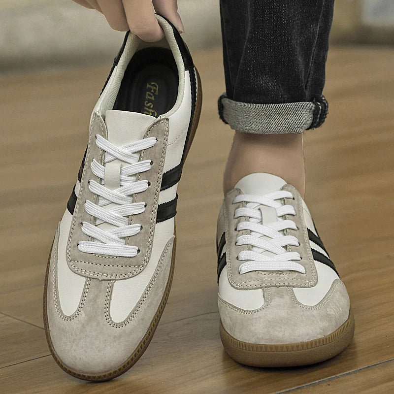 Scarpe Vulcanizzate Uomo Collezione Primaverile Scarpe Stringate Casual da Esterno Pelle Classiche da Passeggio Skate