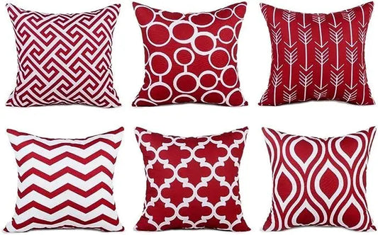 Fodera Cuscino Quadrato in Lino Rosso Vino 45x45 Decorativa per Divano Autunnale