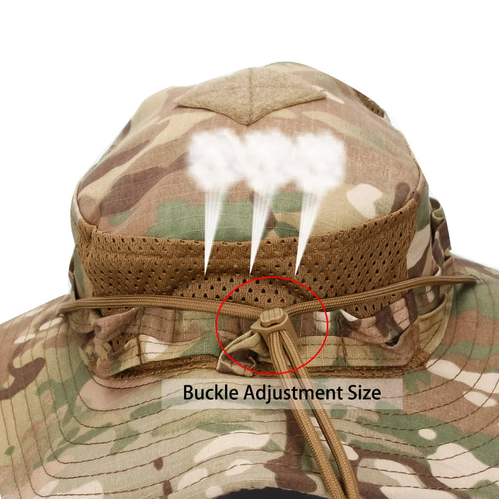 Cappello Boonie Camouflage Protezione Solare Traspirante Antivento Uomo Per Escursionismo Pesca Caccia