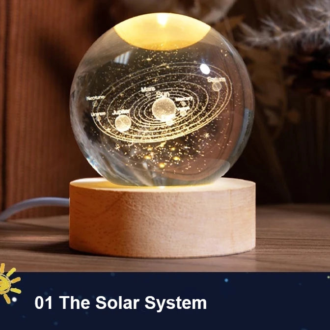 Lampada a Sfera di Cristallo 3D Con Proiezioni Galassia Luce Notturna USB Atmosfera Accogliente Regalo Creativo