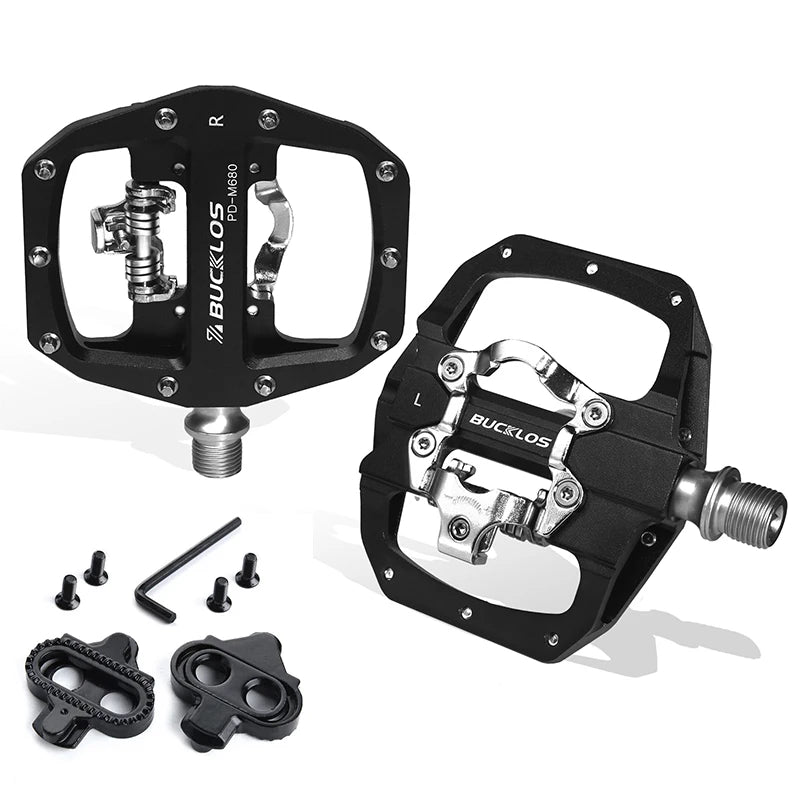 Bucklos Pedali MTB Piatto Piattaforma in Lega di Alluminio con Sistema SPD Integrato Compatibile Mountain Bike