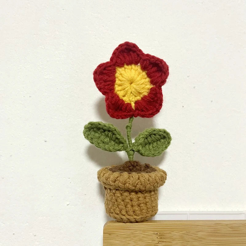Fiore In Vaso Fai Da Te Rosa Mini Tessuti A Mano Per Scrivania Ufficio Decorazione Casa Filo Di Lana