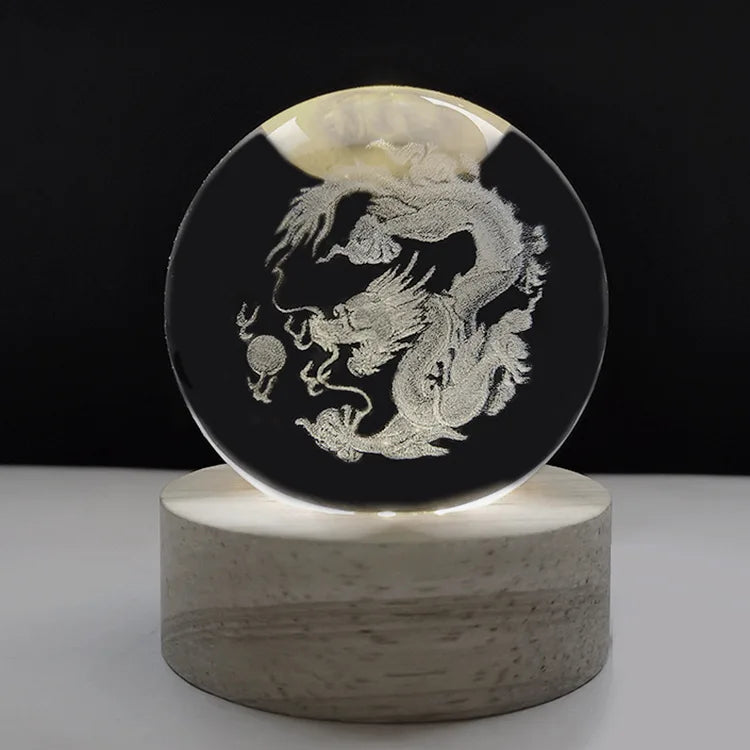 Decorazione Della Stanza Con Sfera Di Cristallo 3D E Base Led Per Luce Ambientale Nel Soggiorno