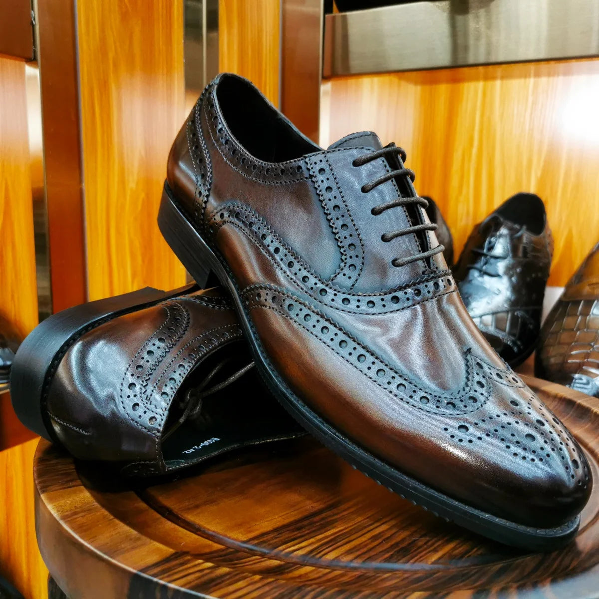 Scarpe Eleganti Da Uomo In Vera Pelle Brogue Punta Alare Oxford Con Lacci Per Matrimonio Nere E Marroni