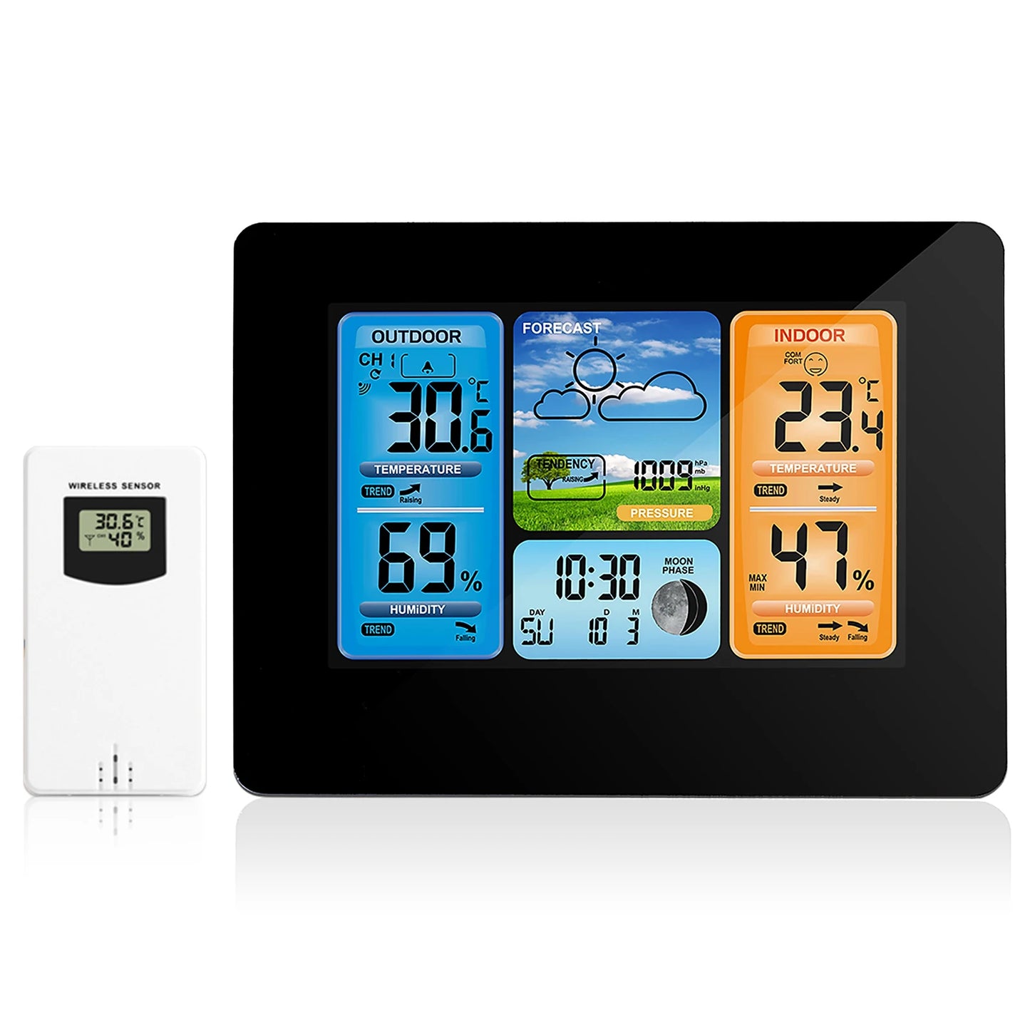 Stazione Meteorologica Multifunzionale Con Sveglia Termometro Igrometro Digitale Schermo Tattile Esterno Wireless