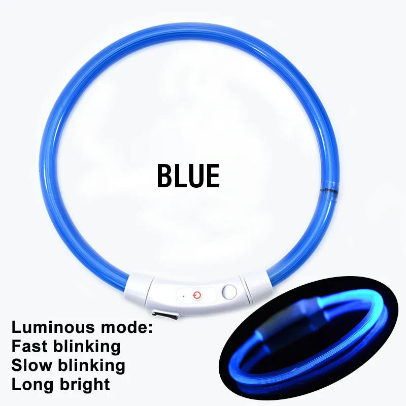 Collare Di Ricarica Luminoso Per Cani A 3 Modalità USB LED Staccabile Anti Smarrimento Notturno