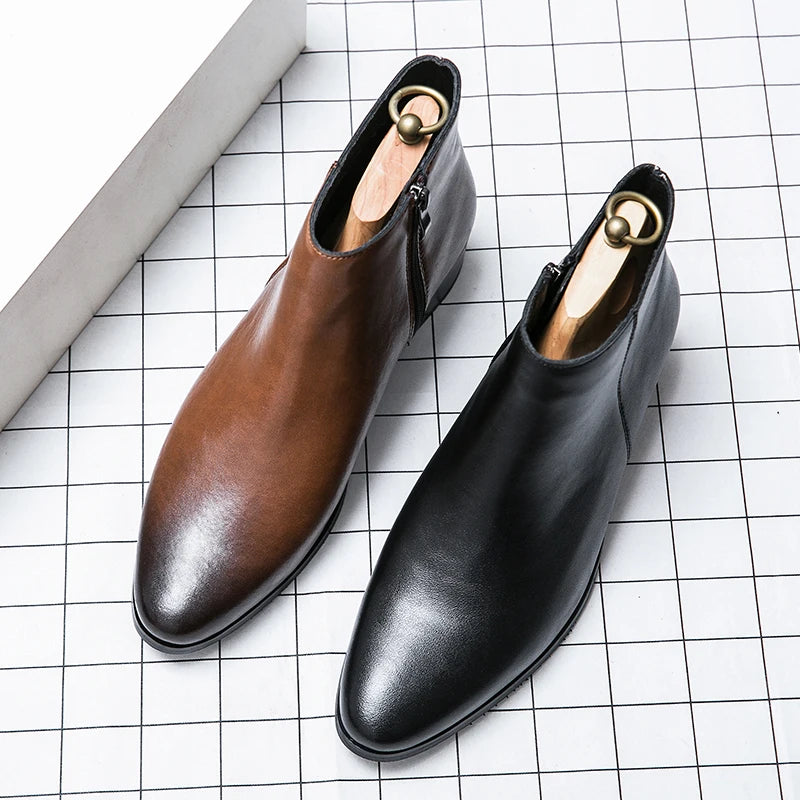 Stivaletti Chelsea Classici Da Uomo Neri In Pelle In Stile Britannico Con Zip Slip On Eleganti Alte