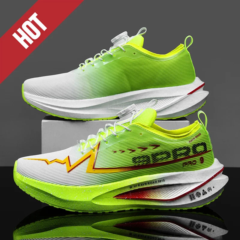 Scarpe Da Corsa Fluorescenti Con Piastra In Carbonio Per Maratona Leggere Traspiranti Antiscivolo Uomo Donna