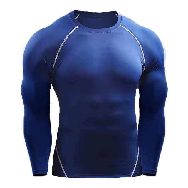 Maglietta Compressiva Uomo A Maniche Lunghe Per Allenamento Elasticizzata Palestra Fitness