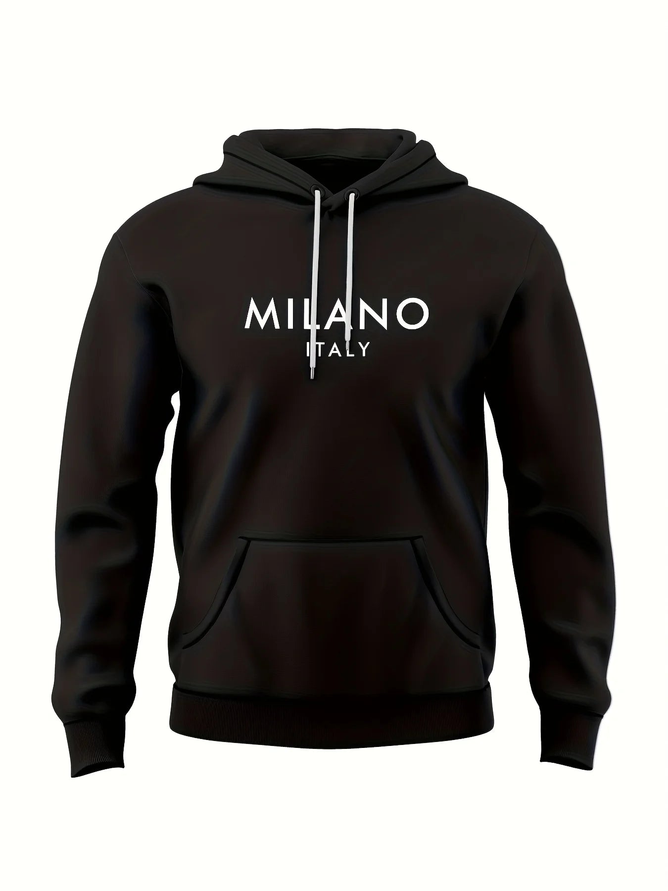 Felpa Sportiva Da Uomo Autunno Inverno Calda In Velluto Spesso Stampa Lettera Milano Italia E Set Pantaloni Della Tuta