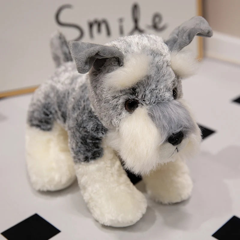 Peluche Schnauzer Cane Morbido 22 30 40 Cm Imbottito Tenero Per Bambini Regalo Natale