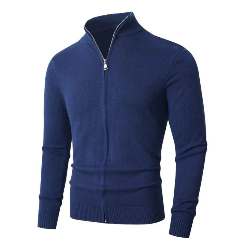 Cardigan Uomo Lana Mista Con Zip Frontale Dolcevita Animal Game Pratico E Caldo