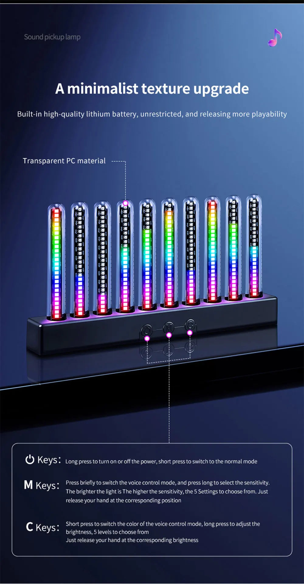 Luce Ambientale RGB Con Sensore Sonoro Striscia LED Sincronizzata Con La Musica Per Auto USB E Cruscotto