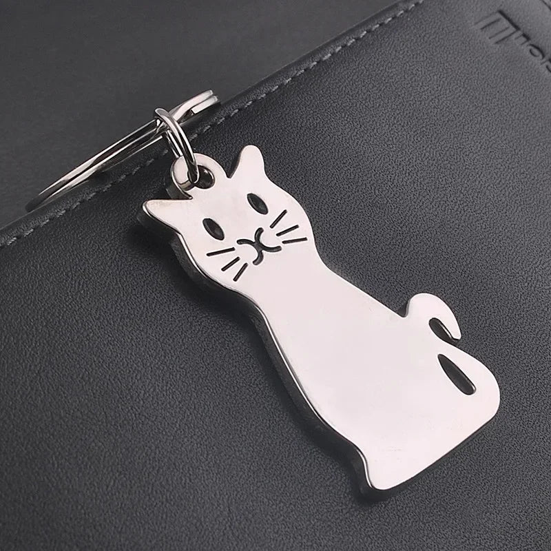 Portachiavi Per Cani E Gatti Carino Per Donna Gattini Fortunati Per Auto Uomo S056 Argento