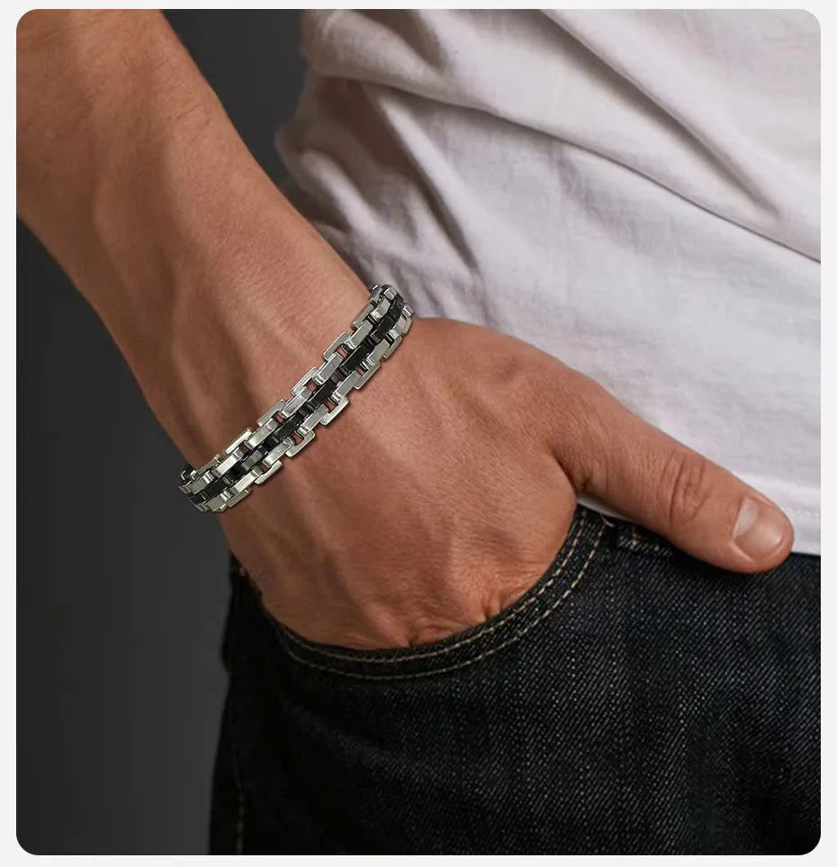 Braccialetto A Catena Con Cinturino Alla Moda In Acciaio Inossidabile Per Uomo 10 Mm Regalo Festa Del Papà
