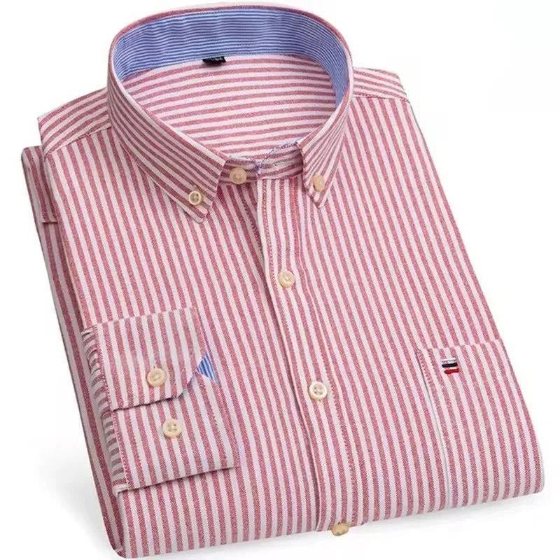 Camicie Da Uomo In Cotone Oxford A Quadri Bamboople Tasca Singola Maniche Lunghe Abbottonata Vestibilità Standard 6XL 7XL
