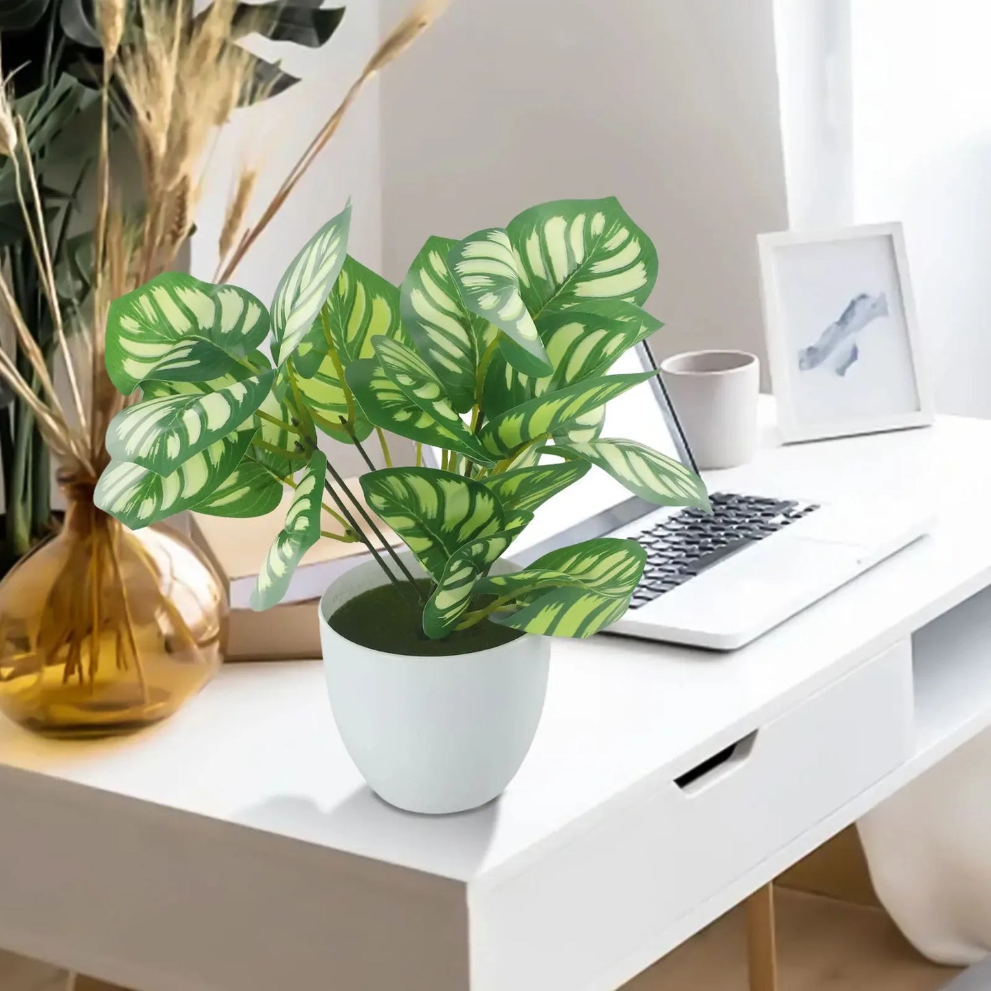 Bonsai Artificiale In Vaso Premium Decorazione Verde Durevole Ideale Per Casa E Ufficio Scrivanie E Reception