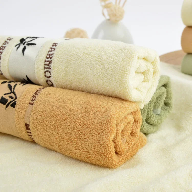 Set Di Due Asciugamani Da Bagno In Fibra Di Bambù 34x74 cm E 70x140 cm Per Viso E Mani Lavabili In Lavatrice