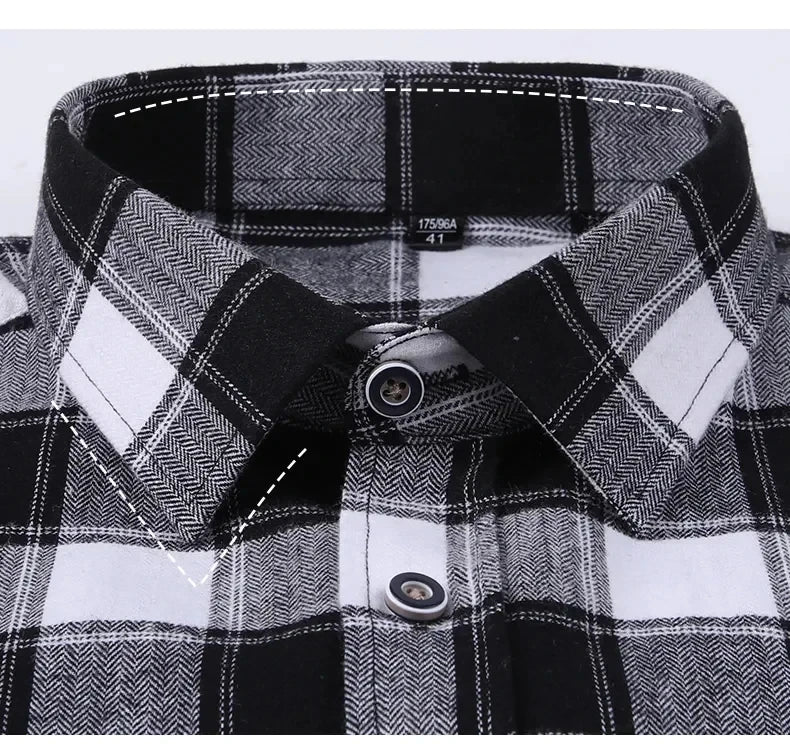 Camicie Flanella Scozzese da Uomo Manica Lunga Plus Size 9XL 10XL 11XL Cotone Morbide Standard Fit Casual