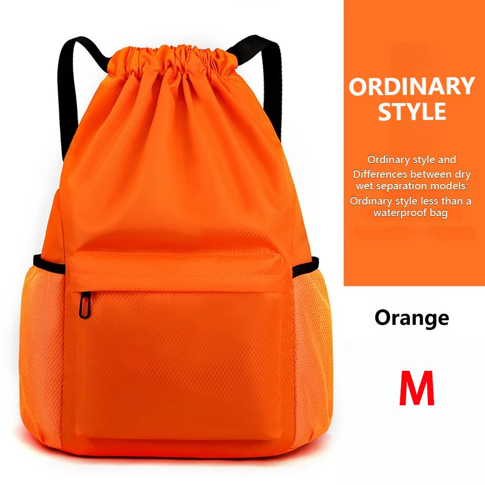 Borsa Sportiva Portatile Per Calcio In Tessuto Oxford A Tinta Unita Con Coulisse E Cinghie Regolabili Grande Capacità