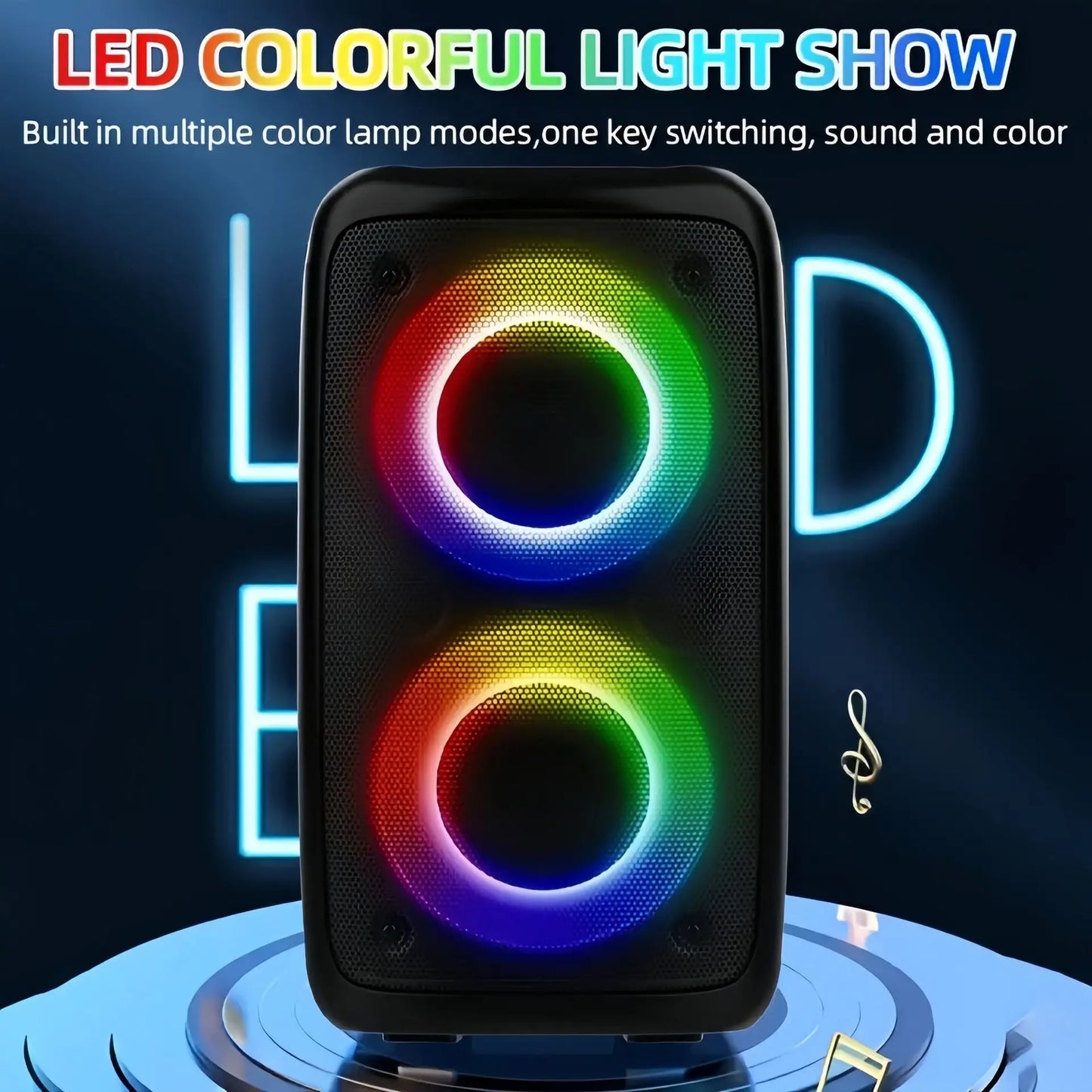 Karaoke Radio FM Altoparlante Bluetooth Portatile Con Microfono Lampada Led Subwoofer TWS Per Musica Casa Auto Viaggi