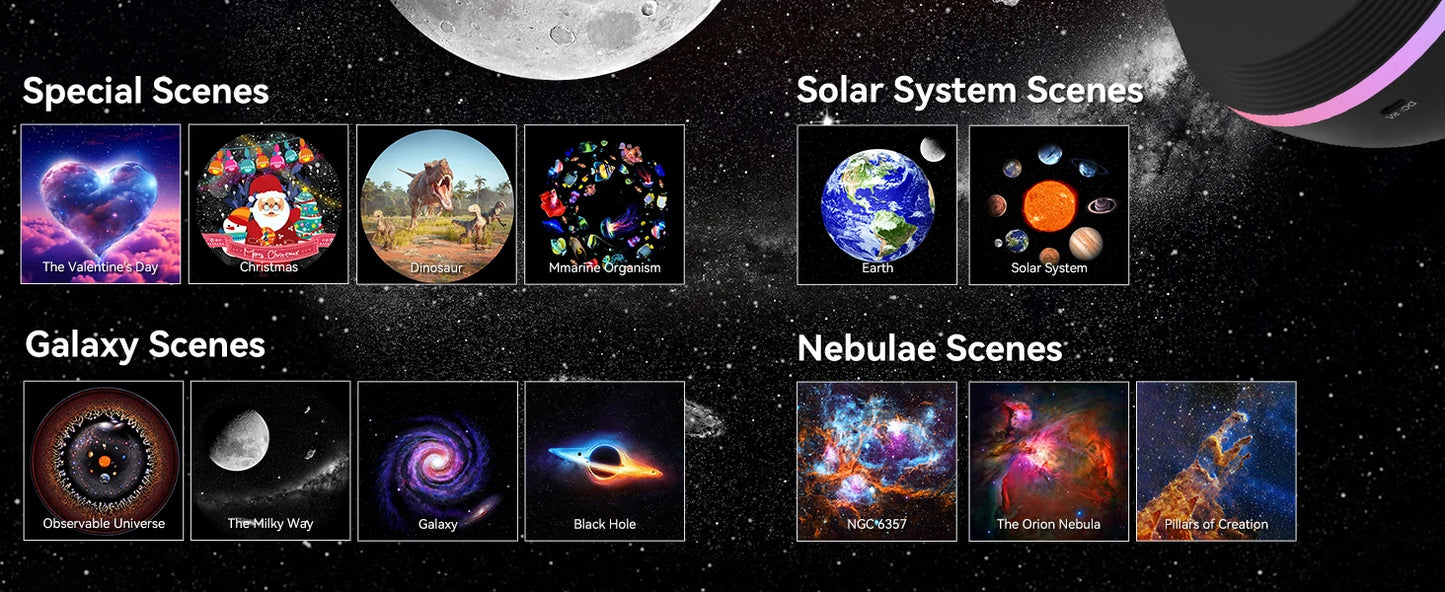 Lampada Notturna Proiettore Galaxy Meteor 360 Gradi Rotante E Stellare 4K HD Per Decorazione Stanza Bambini Adulti