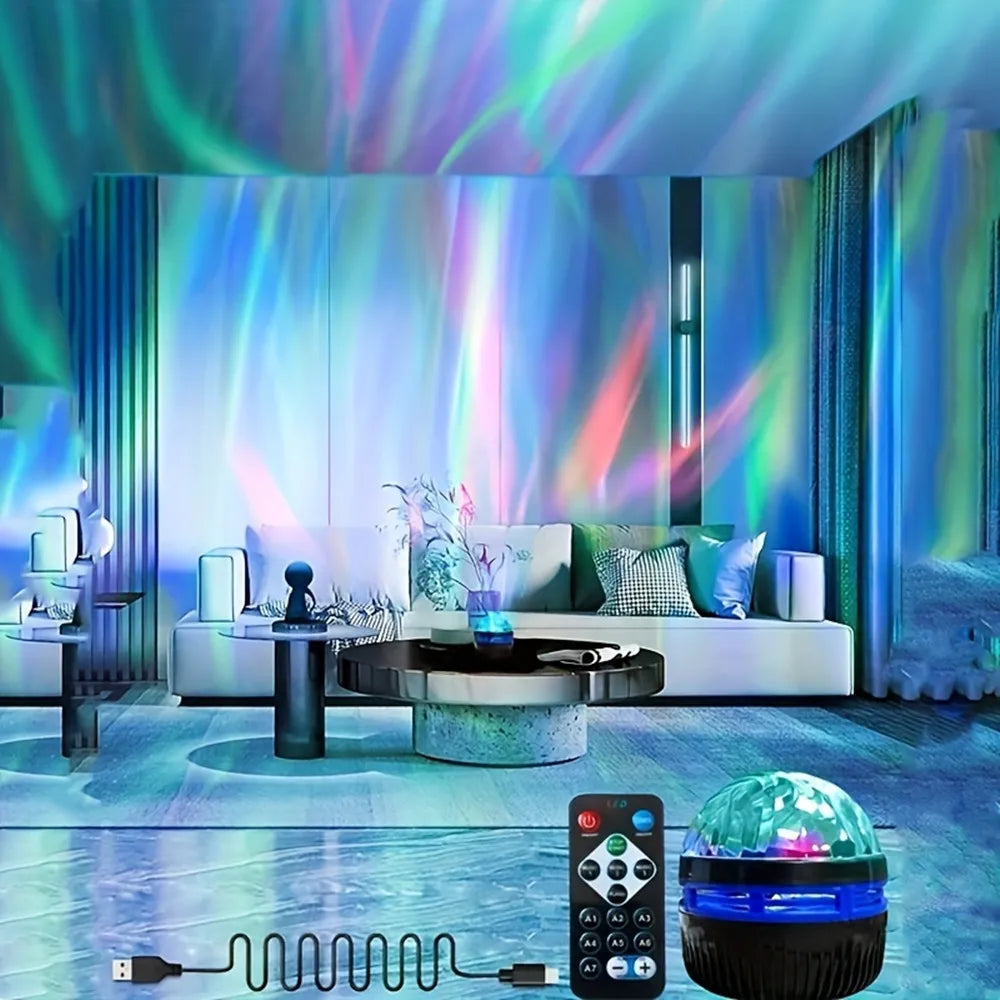 Proiettore di luce settentrionale a LED con cielo stellato Una varietà di stili Lampada da proiezione con rotazione automatica del telecomando per l'arredamento della festa in casa