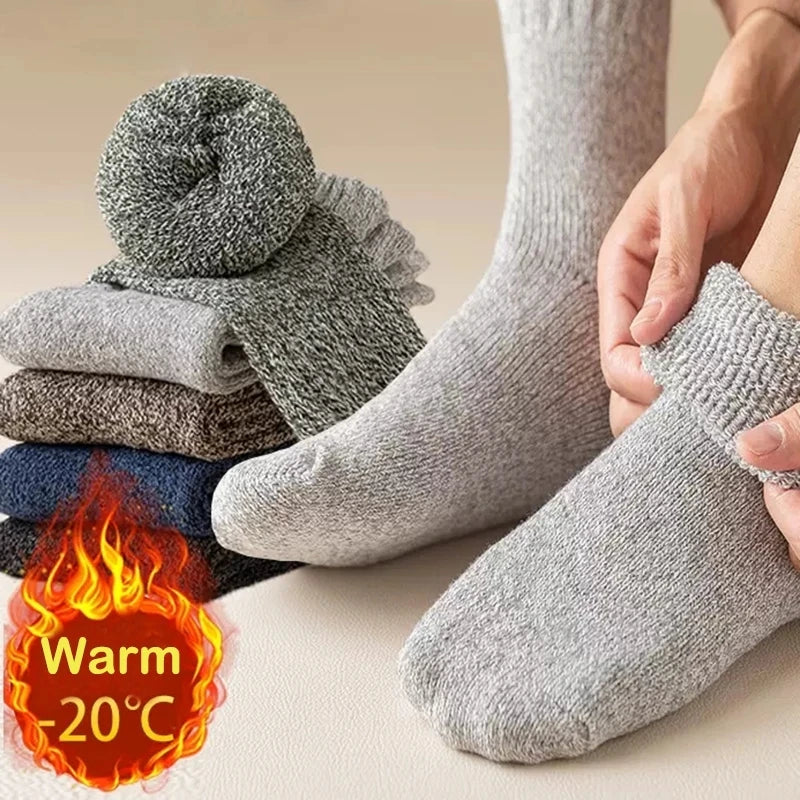 Calzini Invernali Uomo Caldi Spessi Set Da 5 Paia Cotone Poliestere Elastan Antineve In Spugna