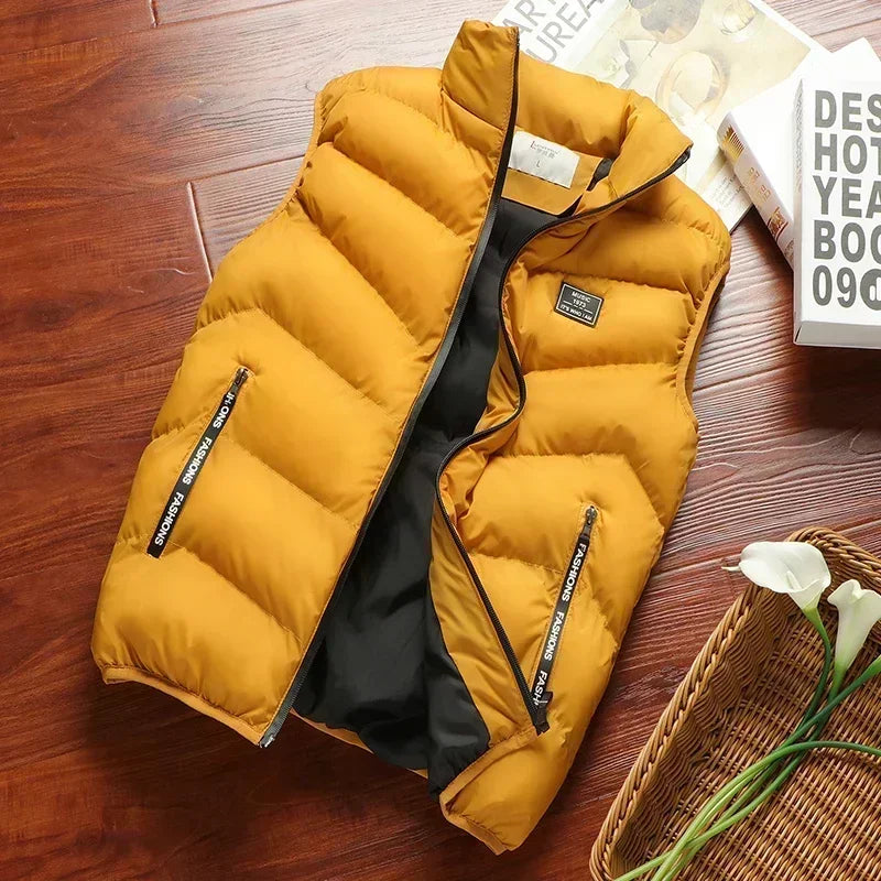 Puffer Senza Maniche Da Uomo 2024 Colletto Mandarino Giacca Piumino Inverno Caldo Gilet Outwear Abbigliamento Uomo