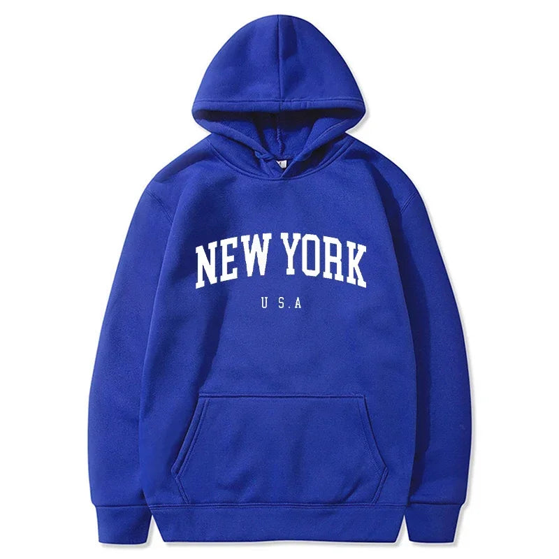 Felpe Con Cappuccio Uomo Donna New York City Stampe Lettere Grafica Casual Harajuku Pullover Abbigliamento Sportivo
