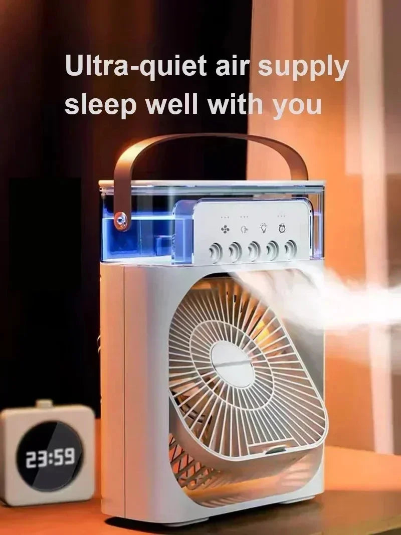 Raffreddatore Aria Evaporativo Portatile Con Serbatoio Da 500 Ml Doppia Funzione Ventilatore Umidificatore Silenzioso
