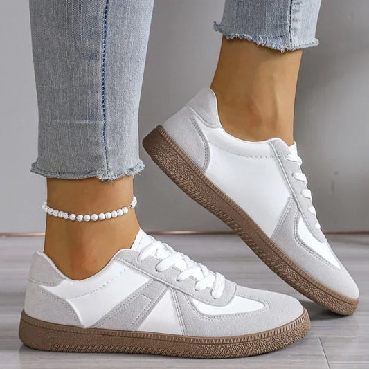 Scarpe Sportive Da Donna Vulcanizzate Piatte Stringate Colori Misti Moda Autunno 2025 Comode Casual