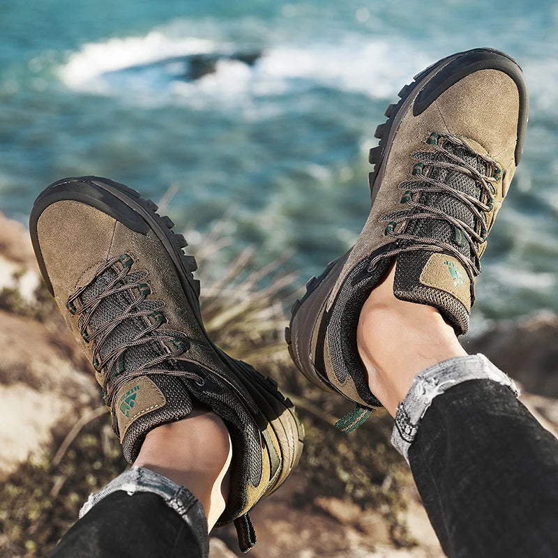 Hikeup Scarpe Da Uomo In Pelle Impermeabili Da Lavoro Invernali Antiscivolo Lusso Moda Stivali Da Uomo