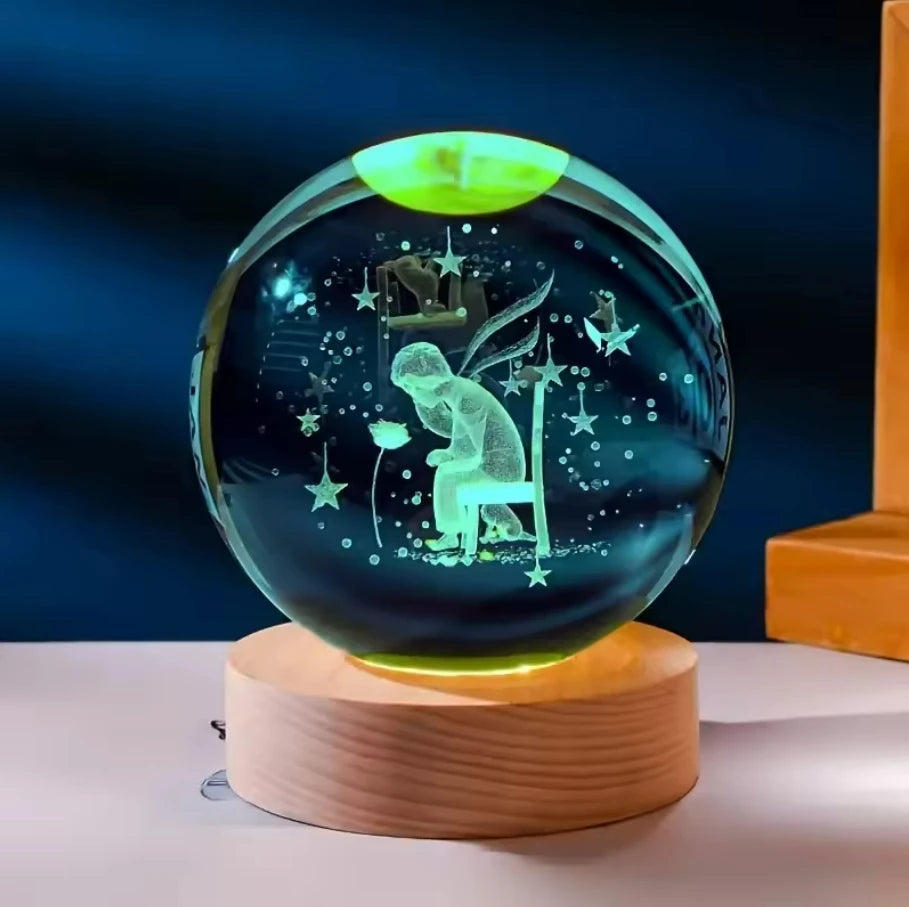 Decorazione Della Stanza Con Sfera Di Cristallo 3D E Base Led Per Luce Ambientale Nel Soggiorno