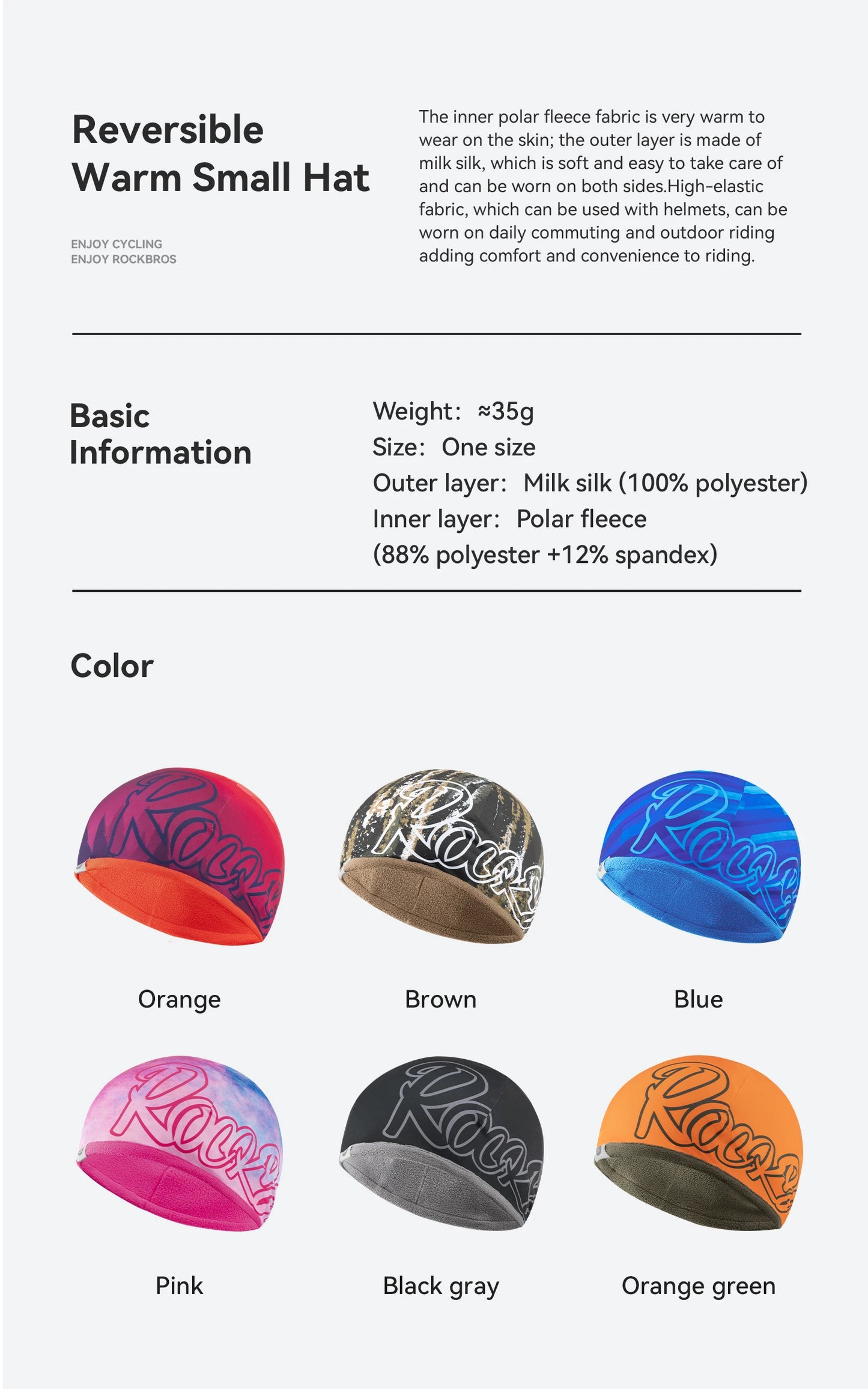 Rockbros Cappello Da Ciclismo Autunno Inverno Antivento Caldo Pile Spazzolato Doppio Da Indossare Unisex Per Pendolari