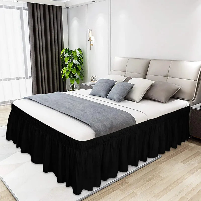 Gonne Da Letto Avvolgenti Con Volant Per Letti Queen In Tessuto Resistente Alle Pieghe Elastico Regolabile Facile Da Montare