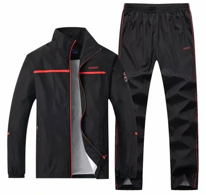 Tuta Sportiva Uomo 2 Pezzi Giacca Con Zip Pantaloni Vita Elastica Allenamento Pallacanestro