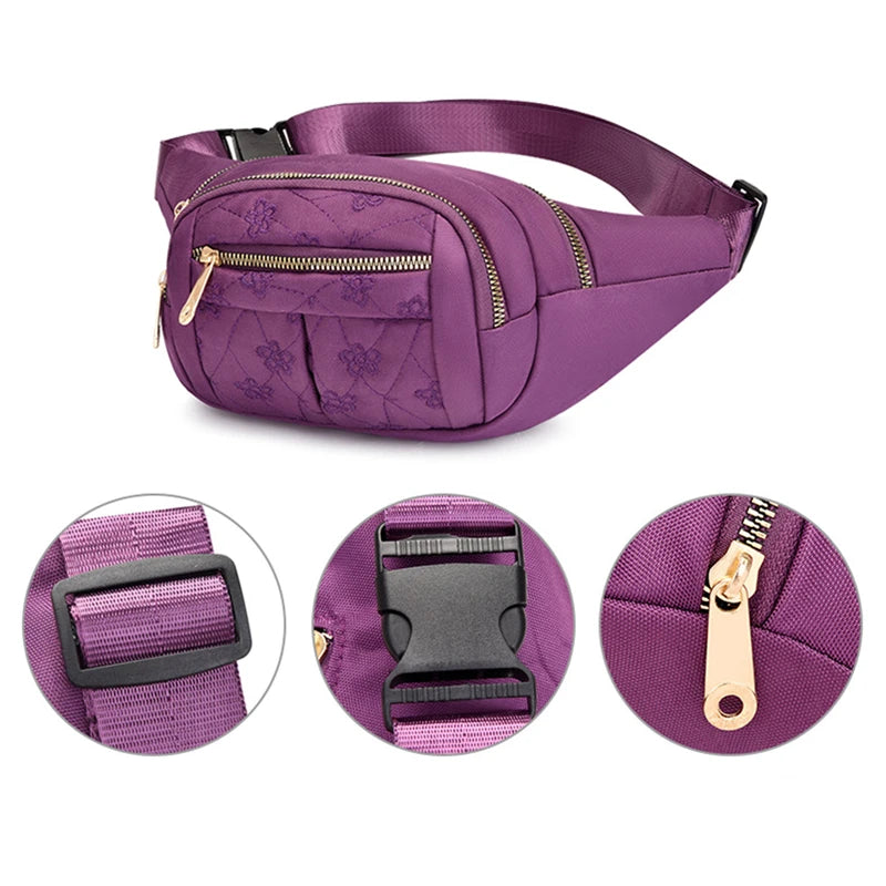Marsupio da Donna Impermeabile in Tessuto Oxford Borsa a Cintura e Tracolla Borsa a Banana Moda Femminile