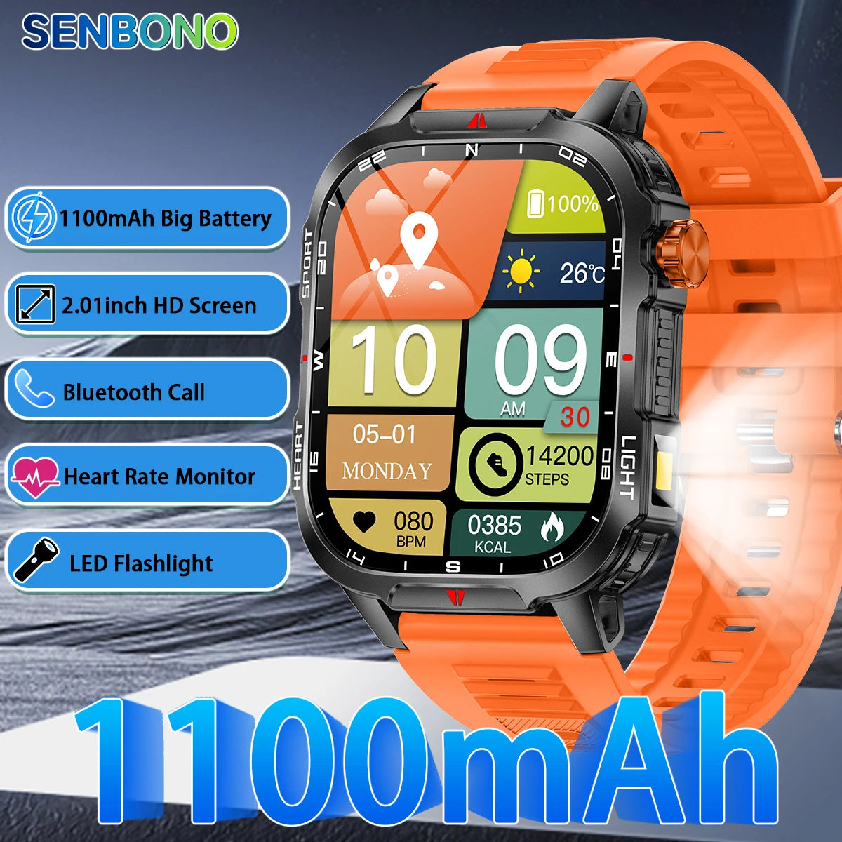 Smartwatch Da Uomo Batteria 100mAh Schermo 2,01 Pollici Chiamata Bluetooth Cardiofrequenzimetro Orologio Xiaomi iOS