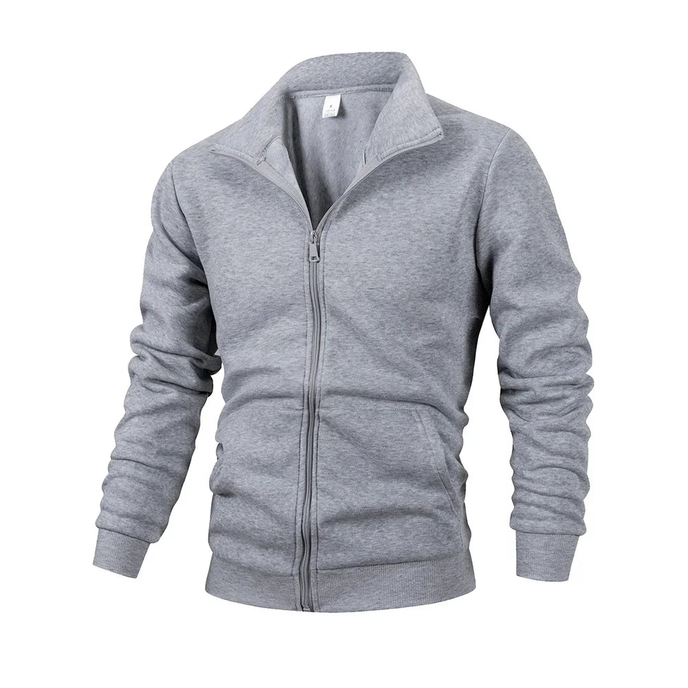 Giacca Uomo Con Cerniera Slim Fit Esterno Streetwear Tinta Unita Calda A Maniche Lunghe Per Primavera Autunno