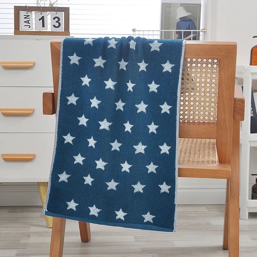 Asciugamano Viso In Cotone Morbido Stile Retrò Cuore Stelle Pois Super Assorbente 34x74 Cm Adulti E Bambini
